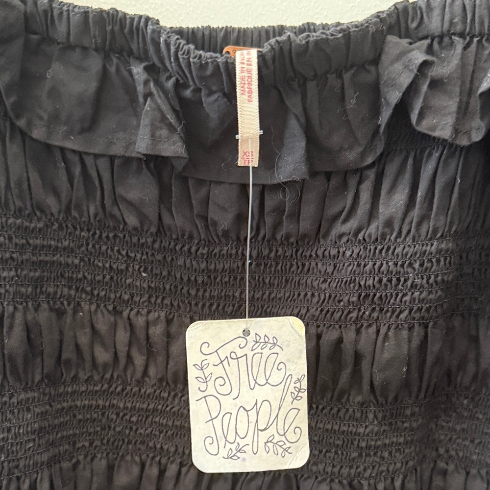 Smocked Square-Neck Puff Sleeve Top - Black Free People - Picture 5 of 6